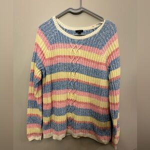 Talbots Pastel Striped Crew neck sweater